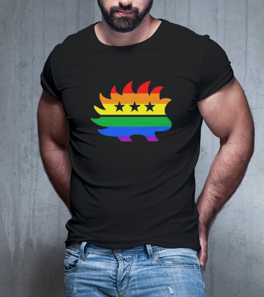 Dr. Simon Goddek Libertarian Porcupine Rainbow Flag Stars T-Shirt