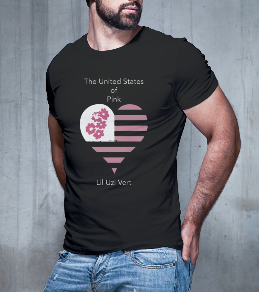 Lil Uzi Vert Heart Pink Stripes Flowers United States Of Pink T-Shirt