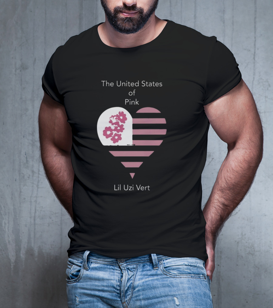 Lil Uzi Vert Heart Pink Stripes Flowers United States Of Pink T-Shirt