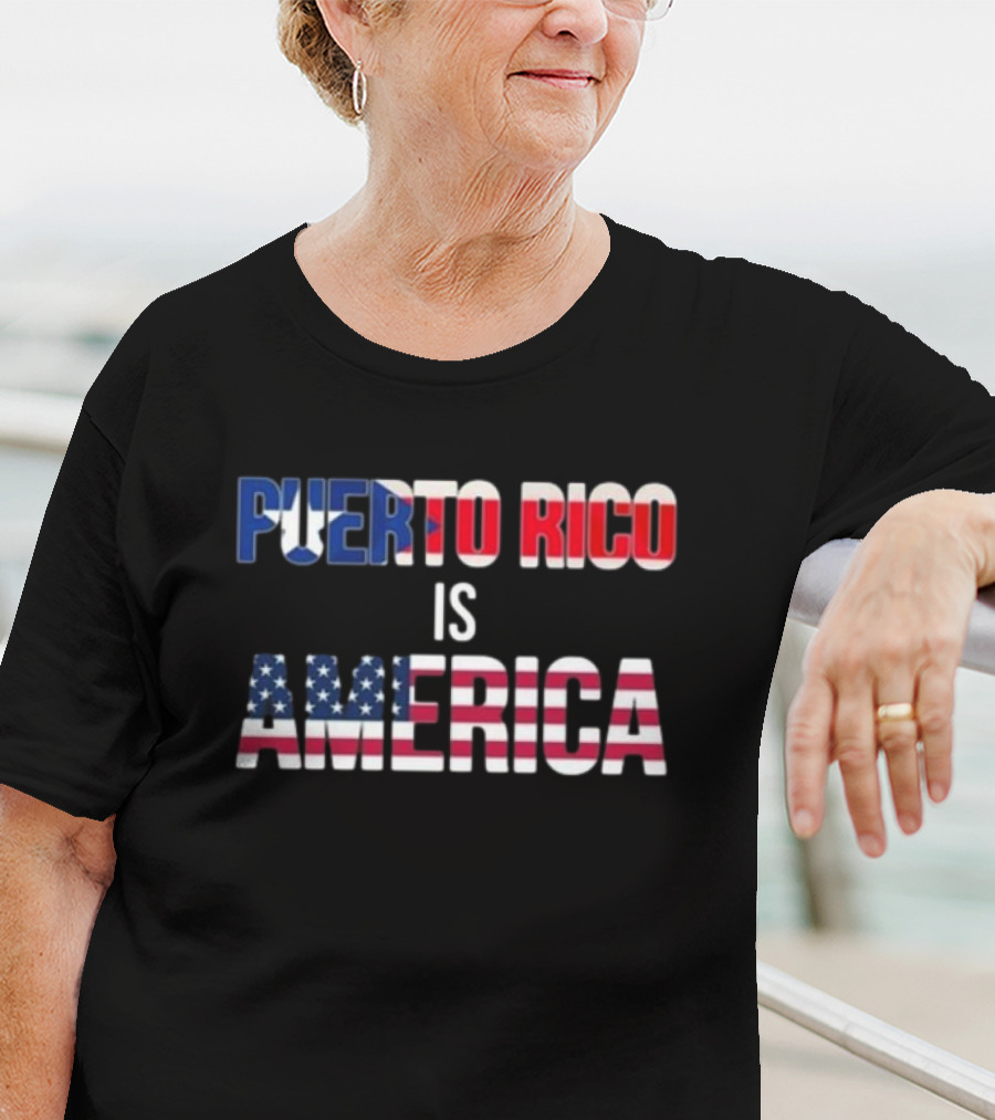 Puerto Rico Is America Flag Typography T-Shirt