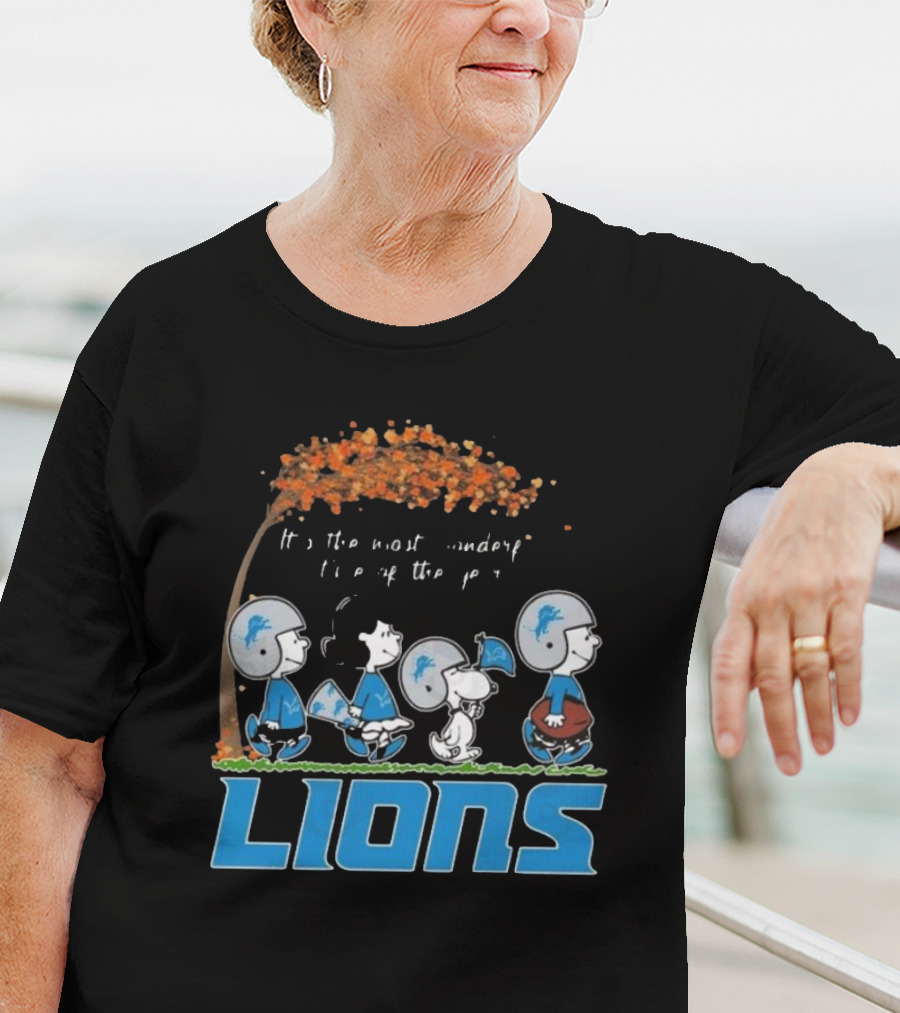 Peanuts Characters It's The Most Wonderful Time Of The Year Detroit Lions T-Shirt