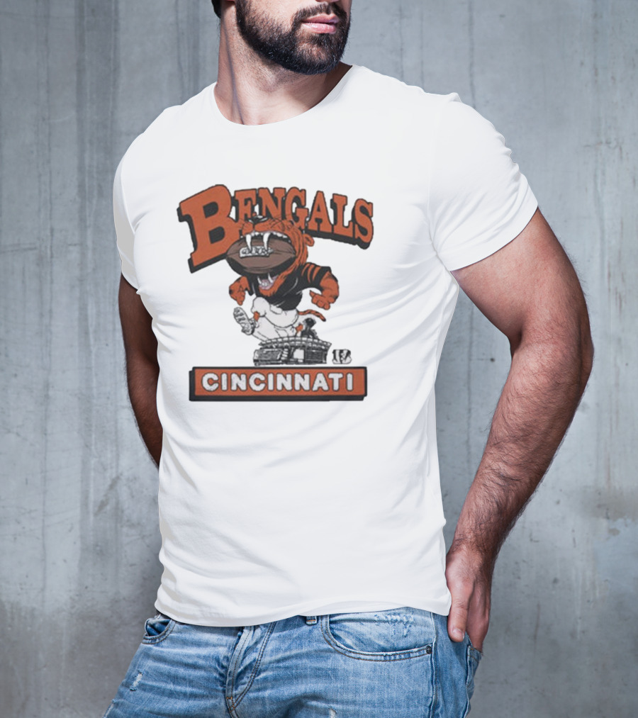 Cincinnati Bengals Mascot Jumping Over Stadium T-Shirt