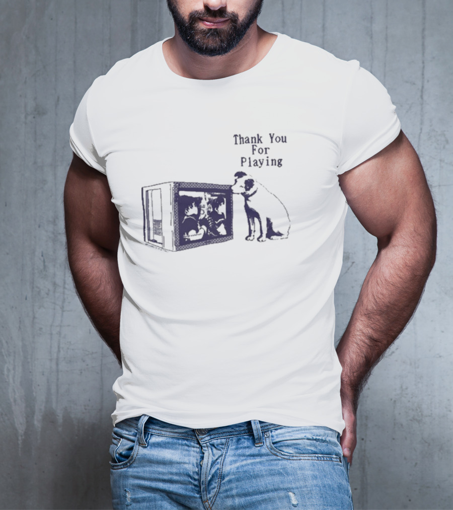 Thank You For Playing Dog Watching TV Nostalgia T-Shirt