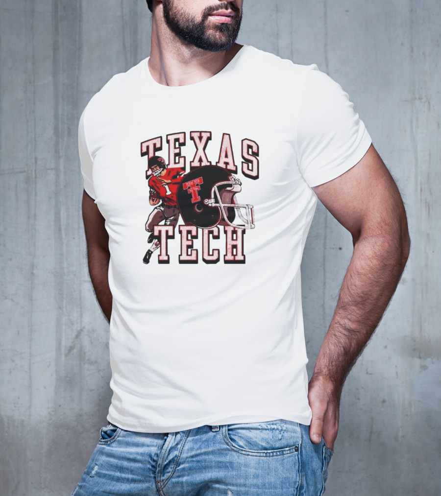 Texas Tech Red Raiders Football Player And Helmet T-Shirt