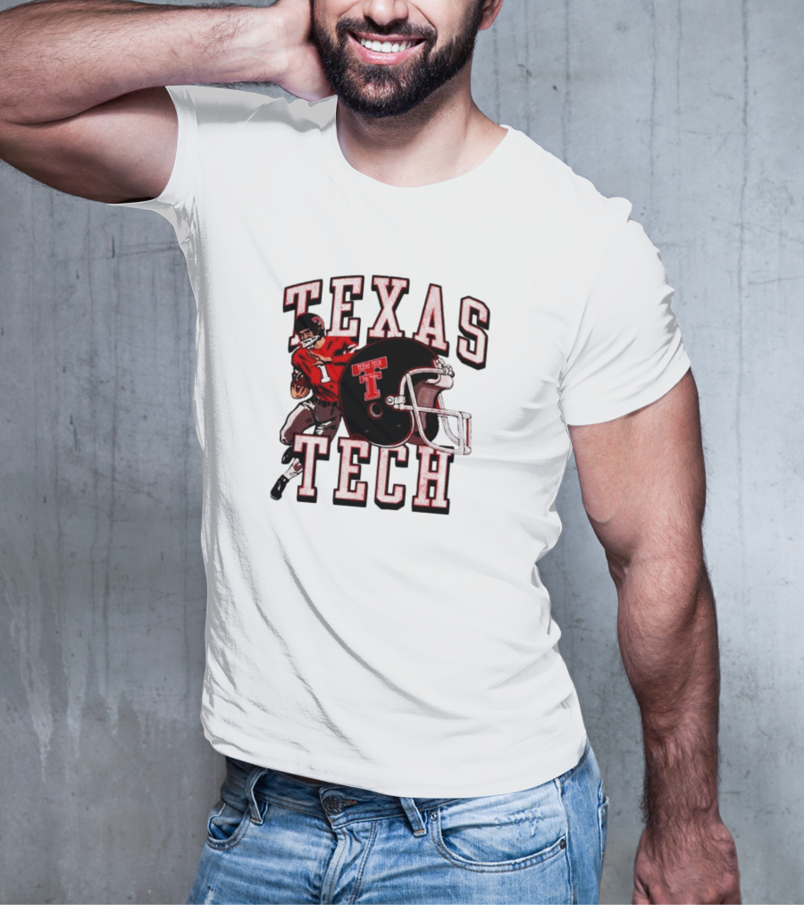 Texas Tech Red Raiders Football Player And Helmet T-Shirt