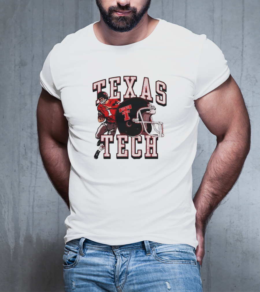 Texas Tech Red Raiders Football Player And Helmet T-Shirt