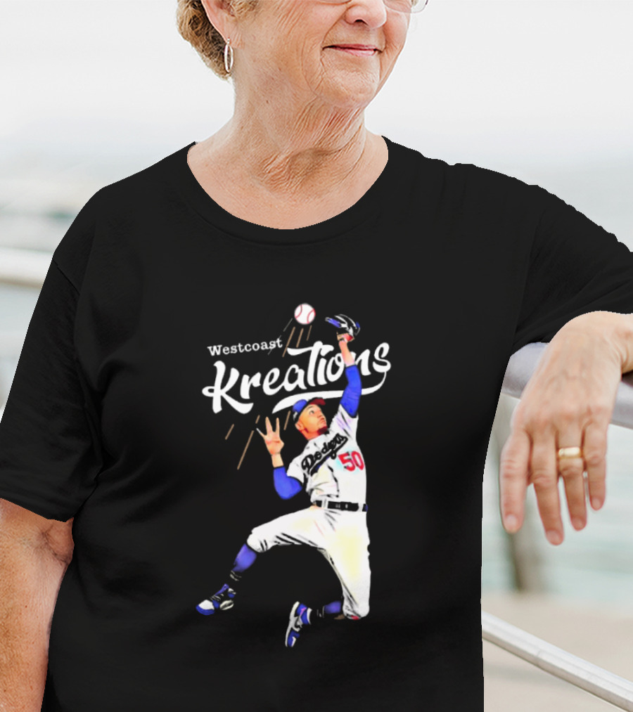 Mookie Betts Los Angeles Dodgers Westcoast Kreations Catching Action T-Shirt