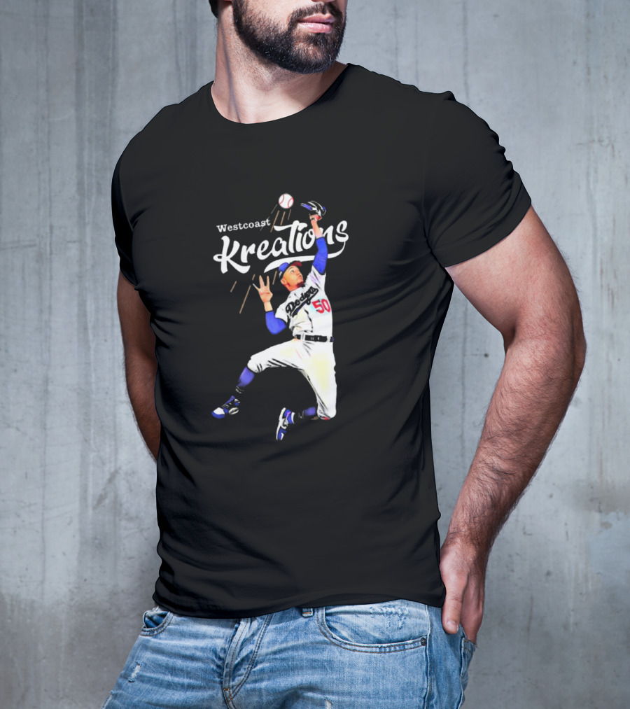 Mookie Betts Los Angeles Dodgers Westcoast Kreations Catching Action T-Shirt