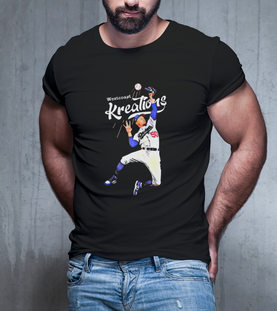Mookie Betts Los Angeles Dodgers Westcoast Kreations Catching Action T-Shirt
