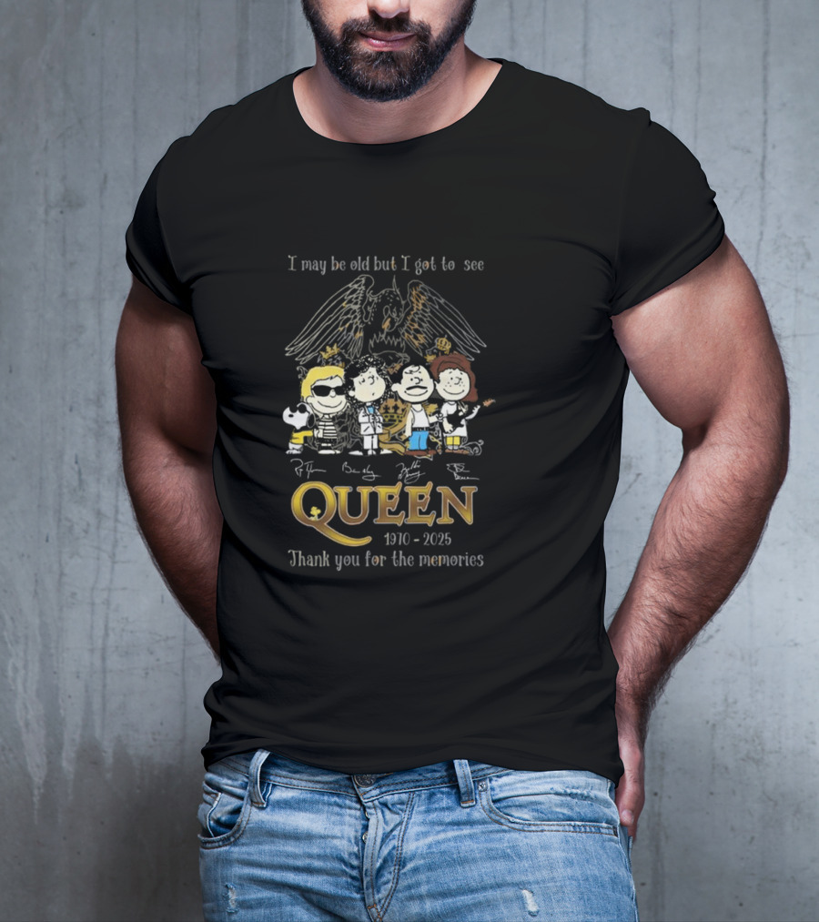 Peanuts Characters Queen 1970-2025 Thank You For The Memories Signatures T-Shirt