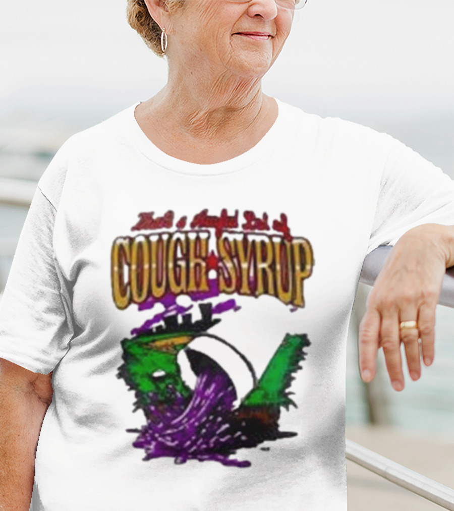 Baseball That’s A Awful Lot Of Cough Syrup Cityscape And Pouring Purple Liquid T-Shirt