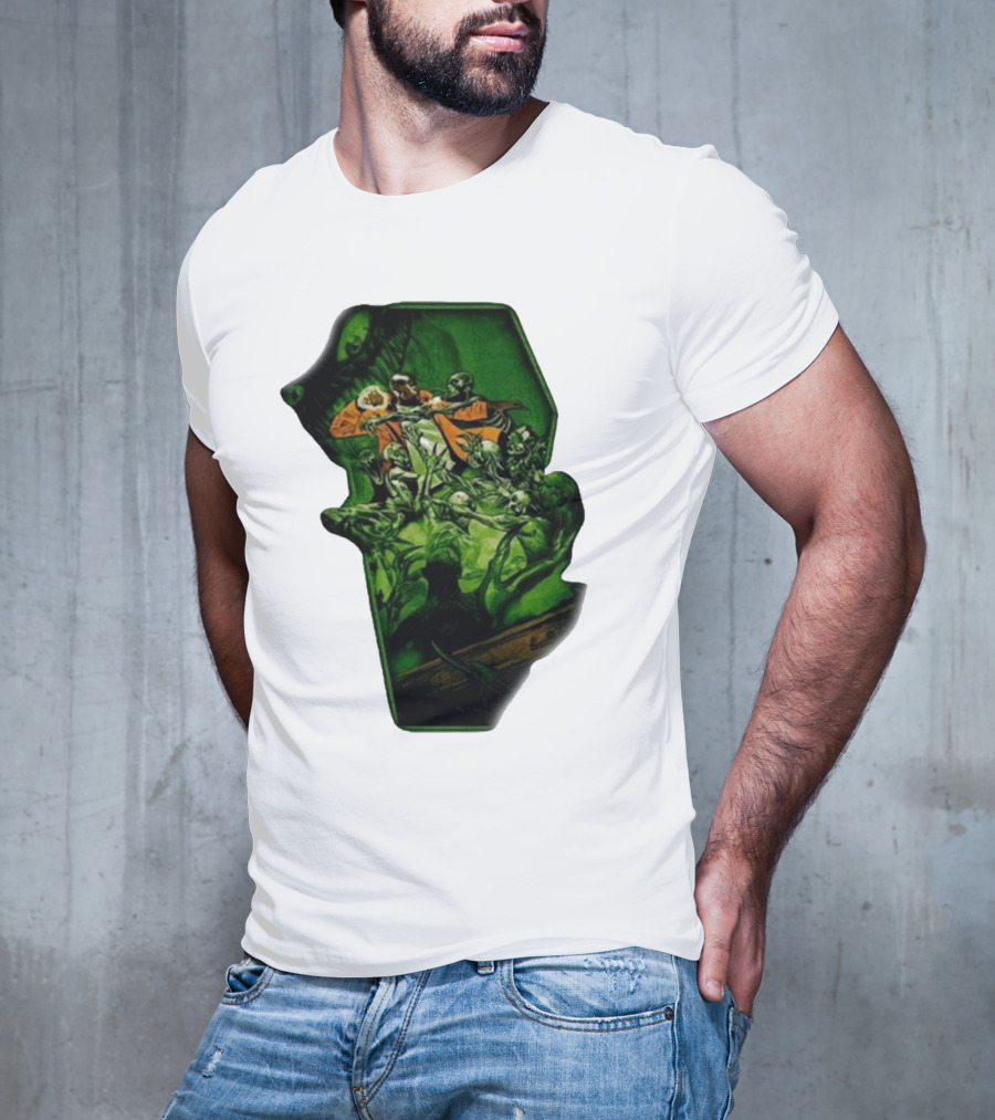 You Only Die 1nce SS Freddie Gibbs Zombie Battle Green Scene T-Shirt