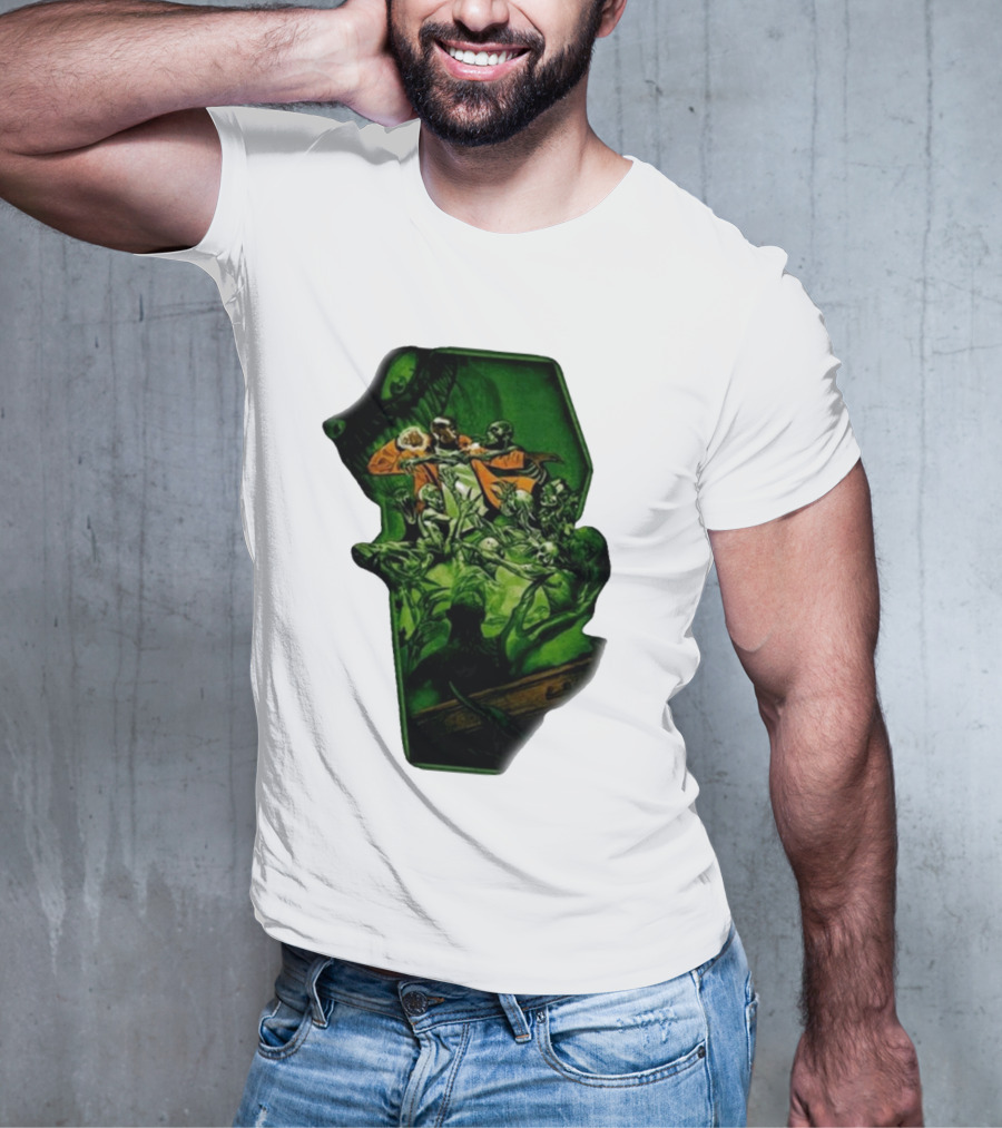 You Only Die 1nce SS Freddie Gibbs Zombie Battle Green Scene T-Shirt