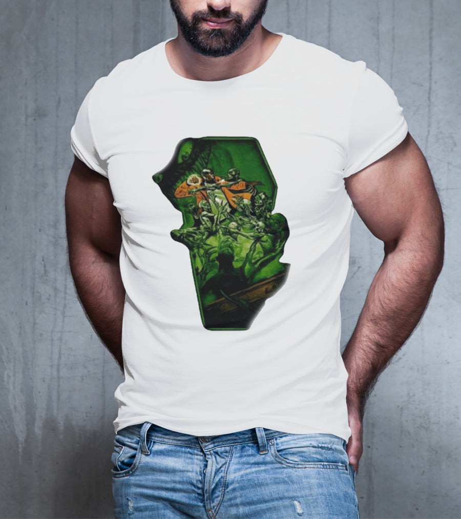 You Only Die 1nce SS Freddie Gibbs Zombie Battle Green Scene T-Shirt