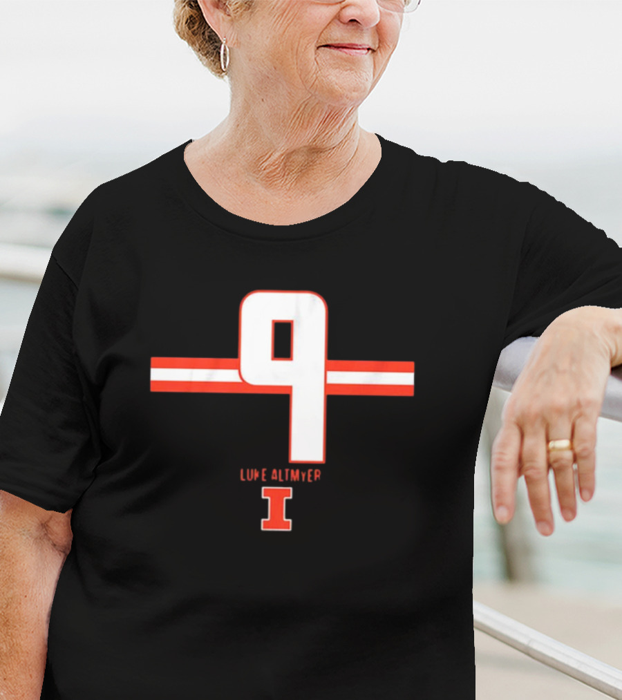 Illinois Fighting Illini Football Number 9 Luke Altmyer Stripe T-Shirt
