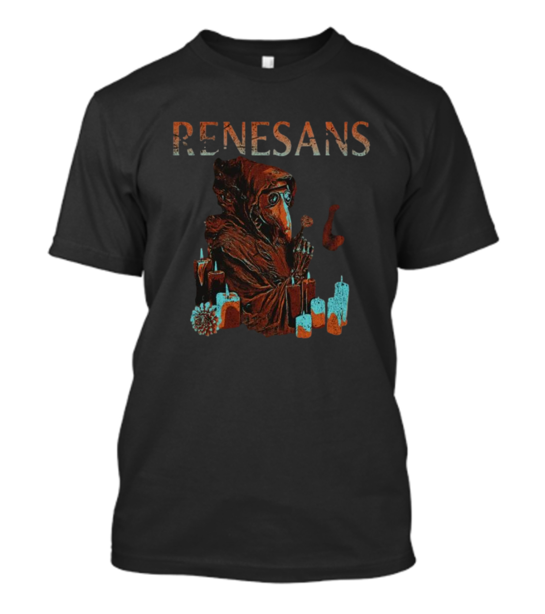 Renesans Plague Doctor Surrounded By Candles T-Shirt