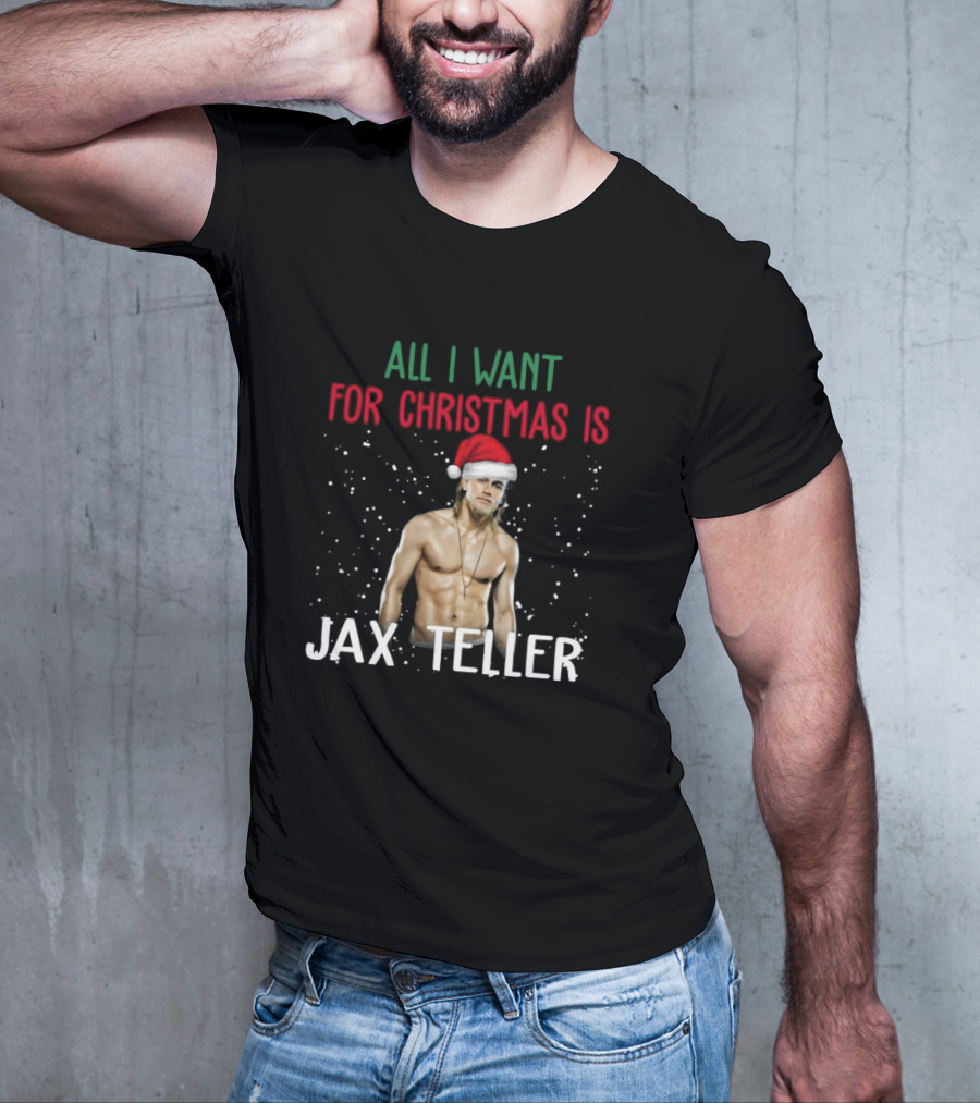 All I Want For Christmas Is Jax Teller Santa Hat Snowflakes T-Shirt