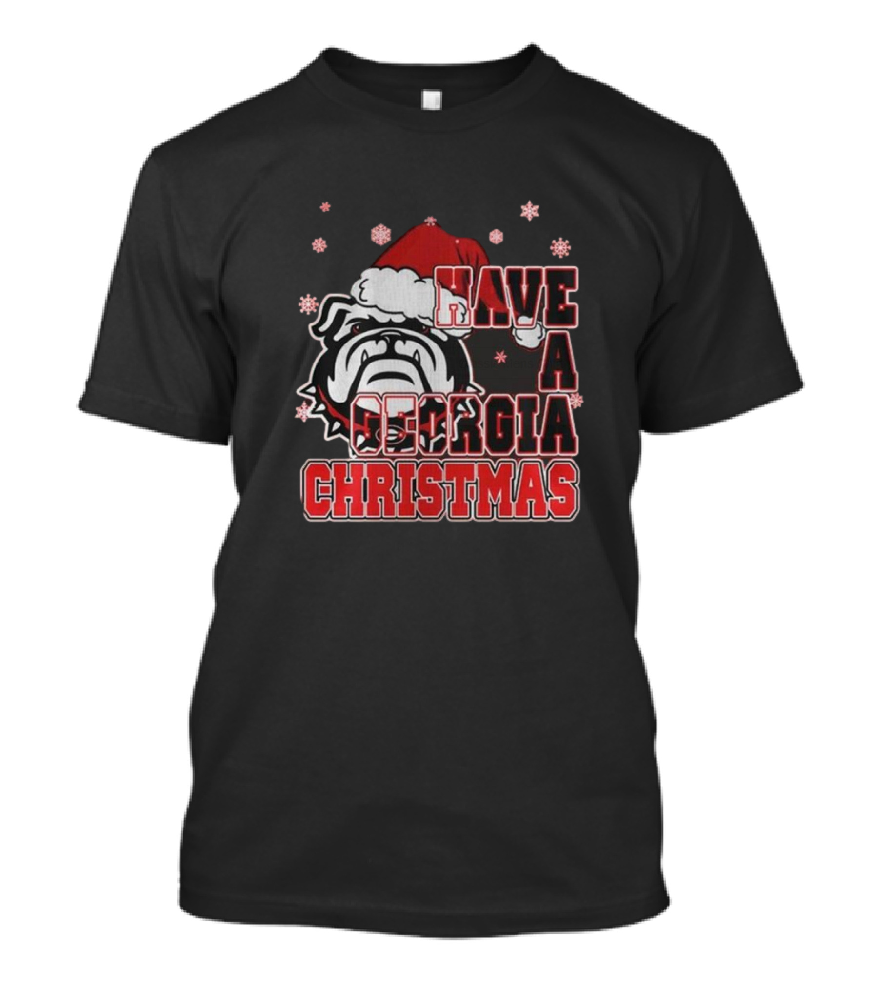Have A Georgia Christmas Bulldogs Santa Hat Snowflakes T-Shirt