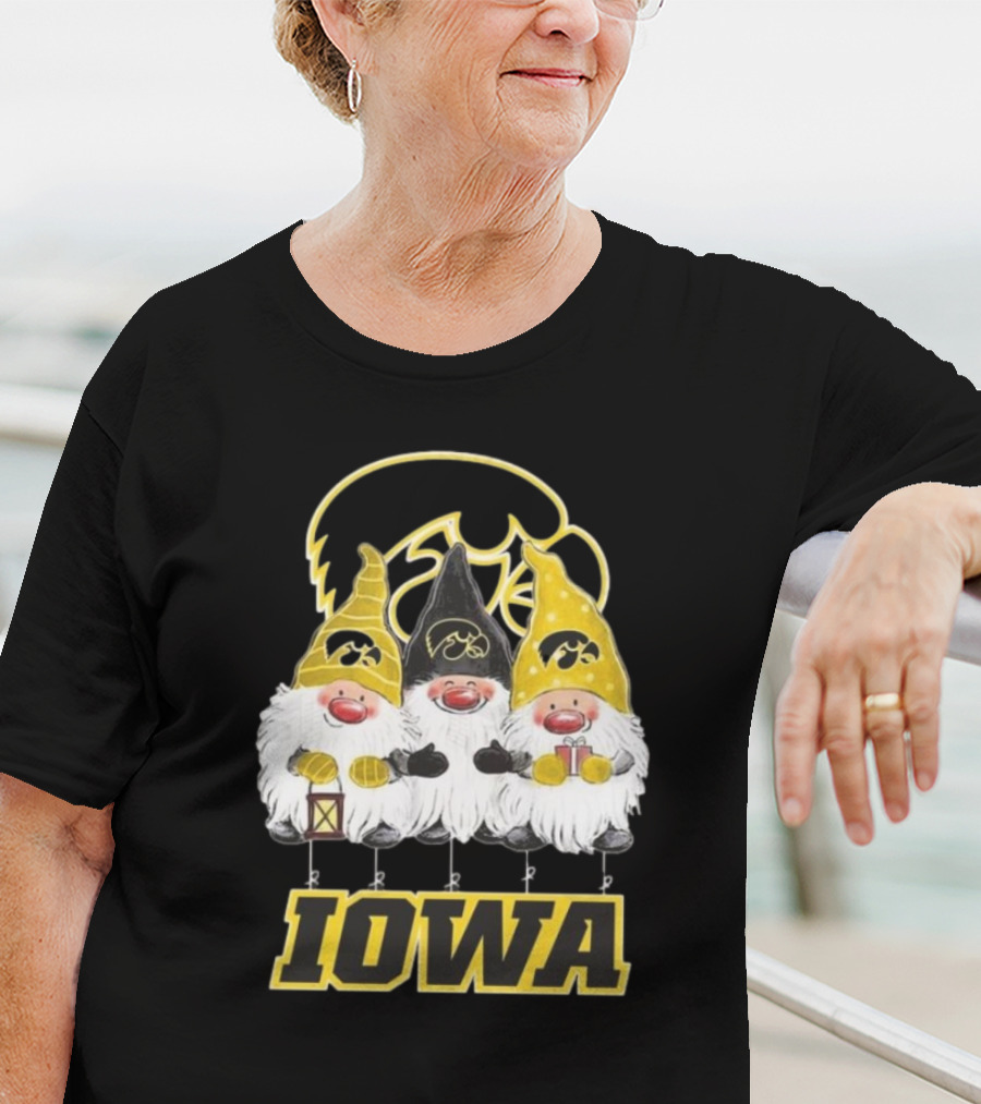 Iowa Hawkeyes Gnomes Merry Christmas T-Shirt
