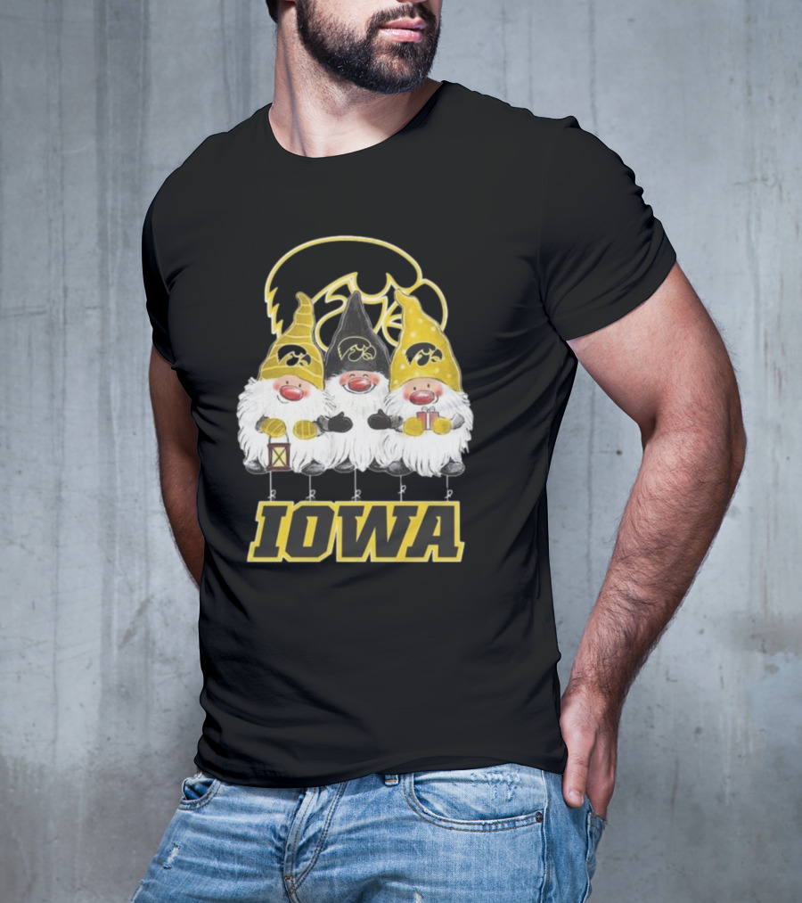 Iowa Hawkeyes Gnomes Merry Christmas T-Shirt