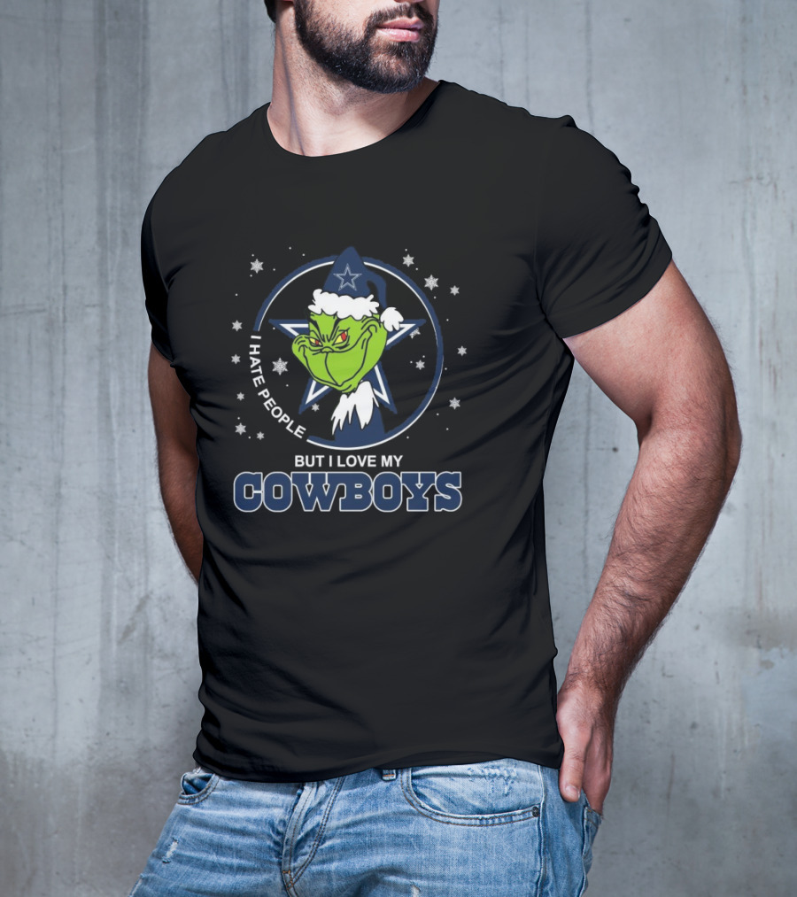 Original Grinch I Hate People But I Love My Dallas Cowboys Christmas T-Shirt