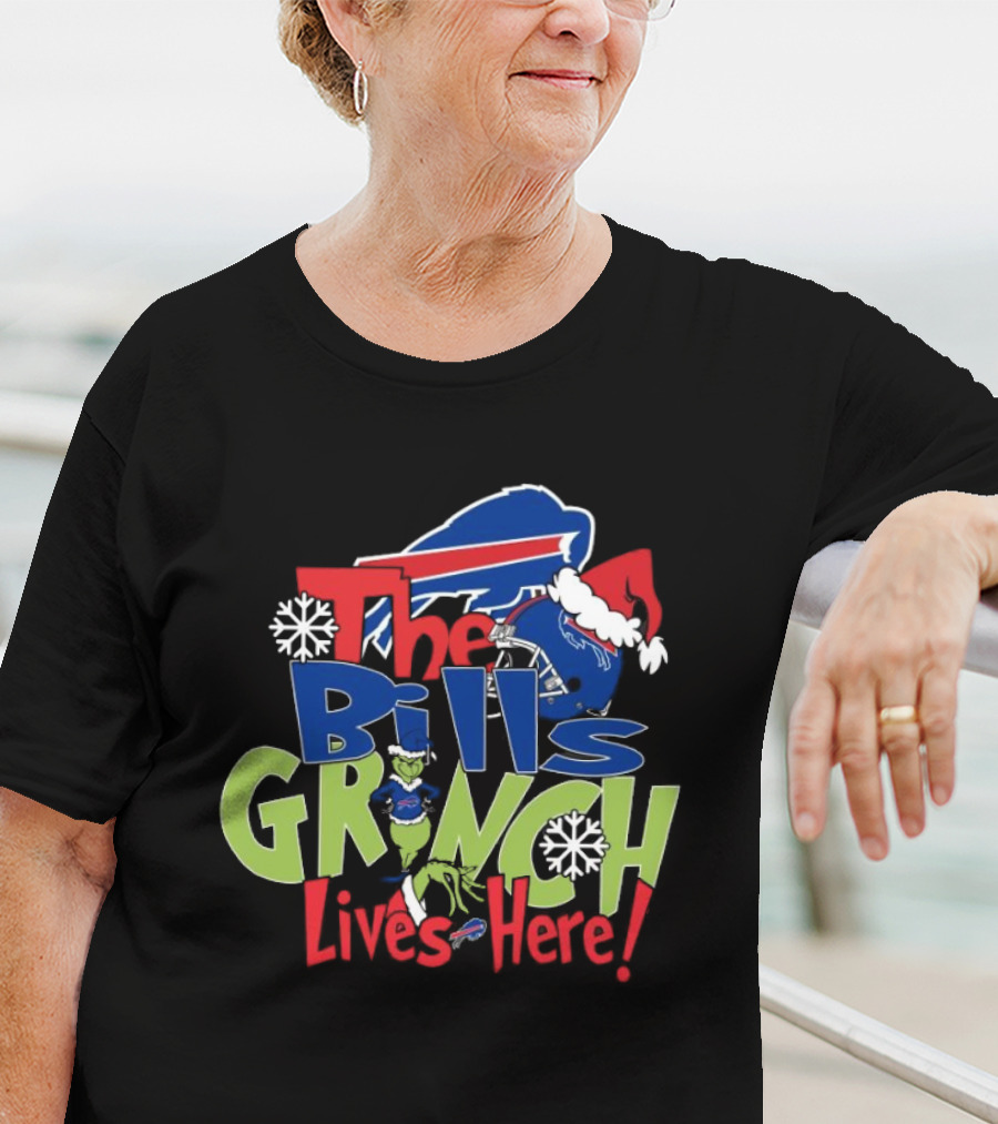 Buffalo Bills Grinch Lives Here Christmas T-Shirt