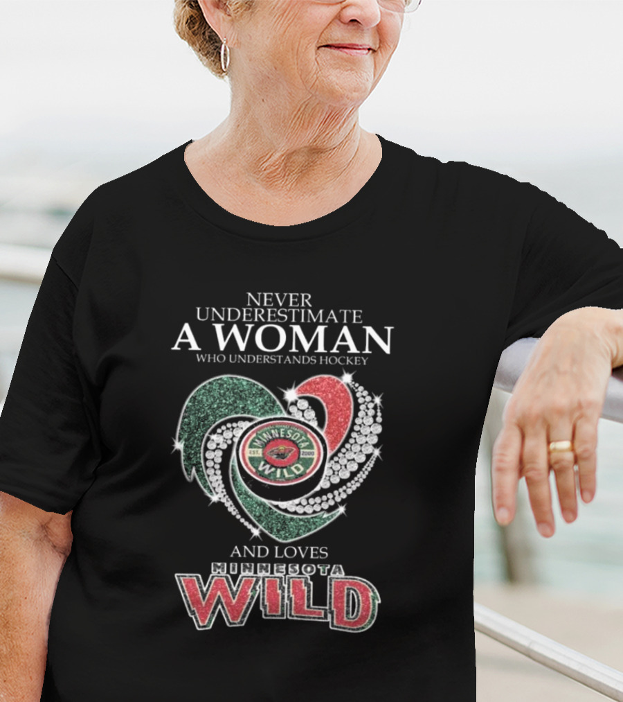 Never Underestimate A Woman Who Understands Hockey And Loves Minnesota Wild T-Shirt