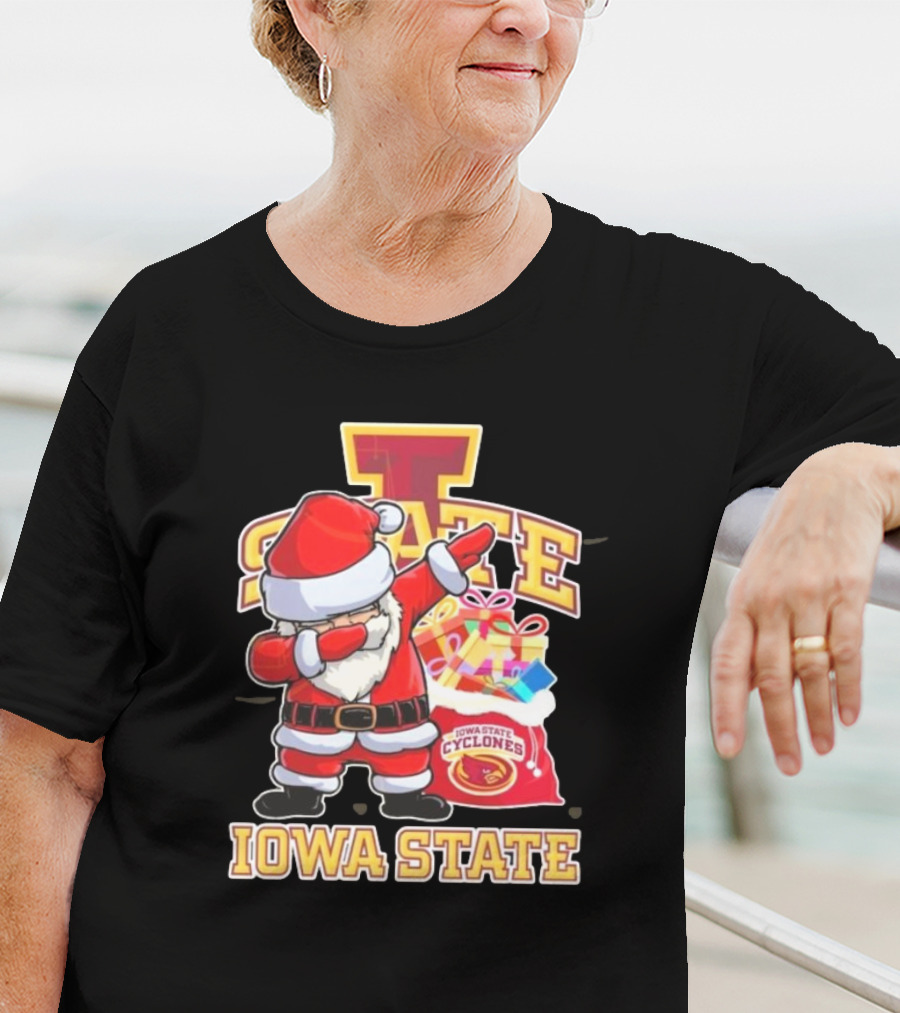 Santa Claus Iowa State Cyclones Dab Pose Holiday T-Shirt