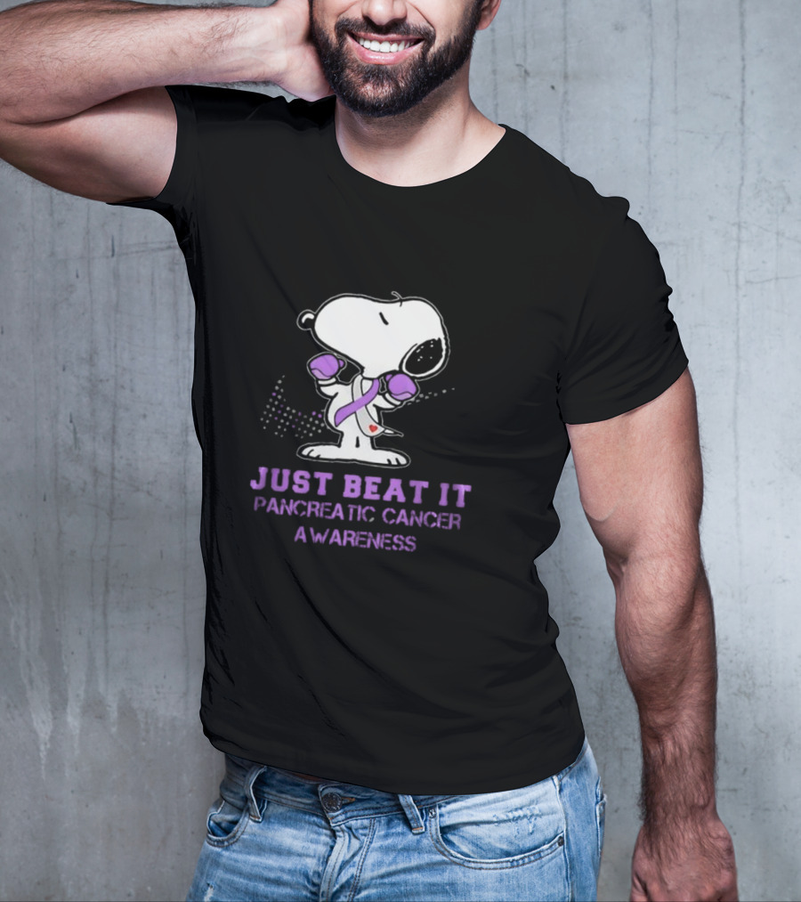 Snoopy Just Beat It Pancreatic Cancer Awareness T-Shirt