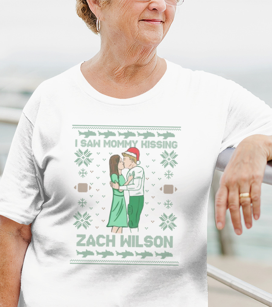 I Saw Mommy Kissing Zach Wilson Christmas Sweater T-Shirt