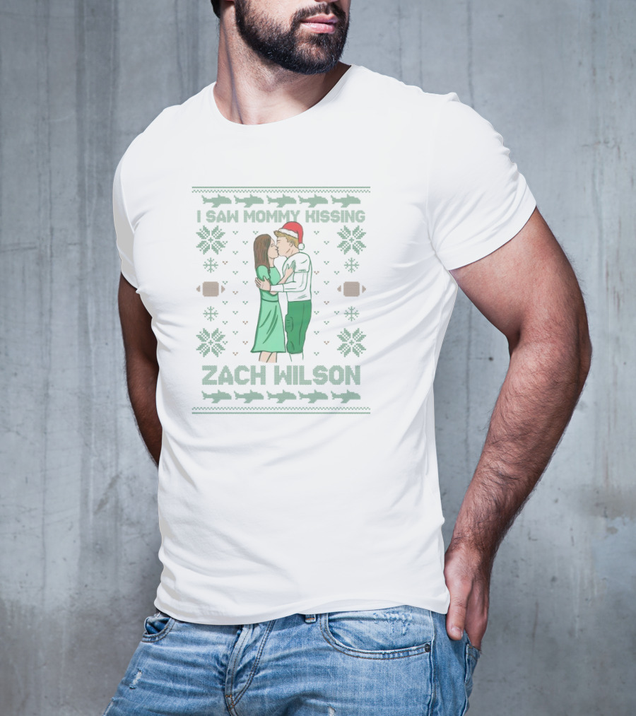 I Saw Mommy Kissing Zach Wilson Christmas Sweater T-Shirt