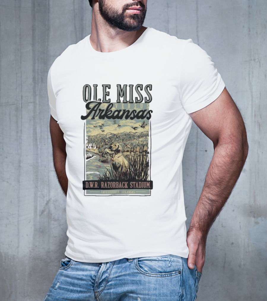 Ole Miss Versus Arkansas D.W.R. Razorback Stadium Fayetteville Game Day T-Shirt