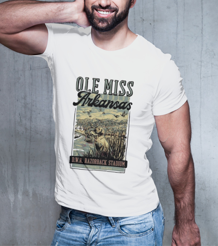 Ole Miss Versus Arkansas D.W.R. Razorback Stadium Fayetteville Game Day T-Shirt