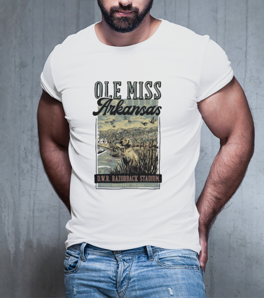 Ole Miss Versus Arkansas D.W.R. Razorback Stadium Fayetteville Game Day T-Shirt
