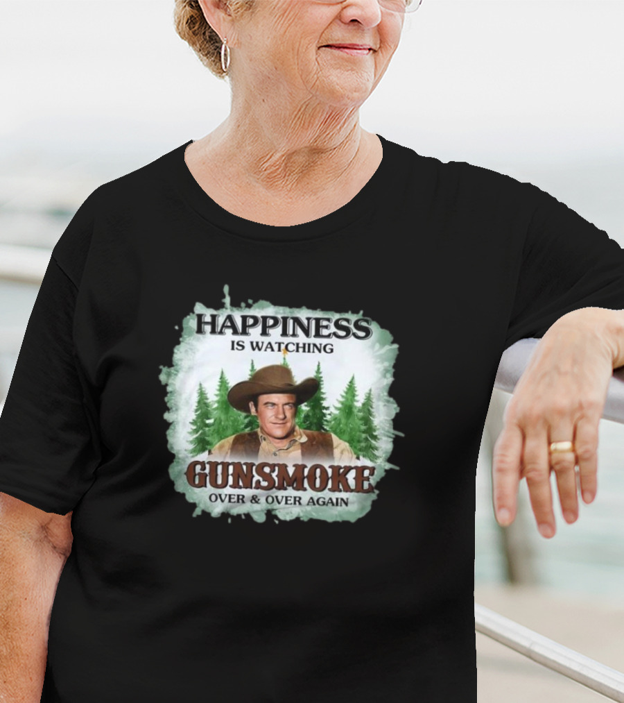 Happiness Is Watching Gunsmoke Over And Over Again Merry Christmas T-Shirt