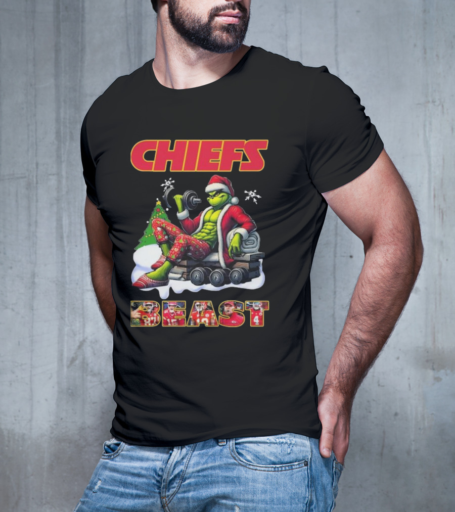 Chiefs Grinch Santa Beast Christmas Gymmer Kansas NFL 2025 T-Shirt