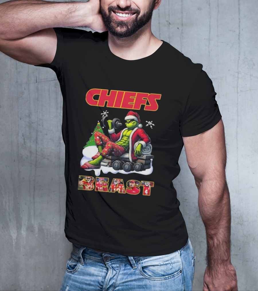 Chiefs Grinch Santa Beast Christmas Gymmer Kansas NFL 2025 T-Shirt