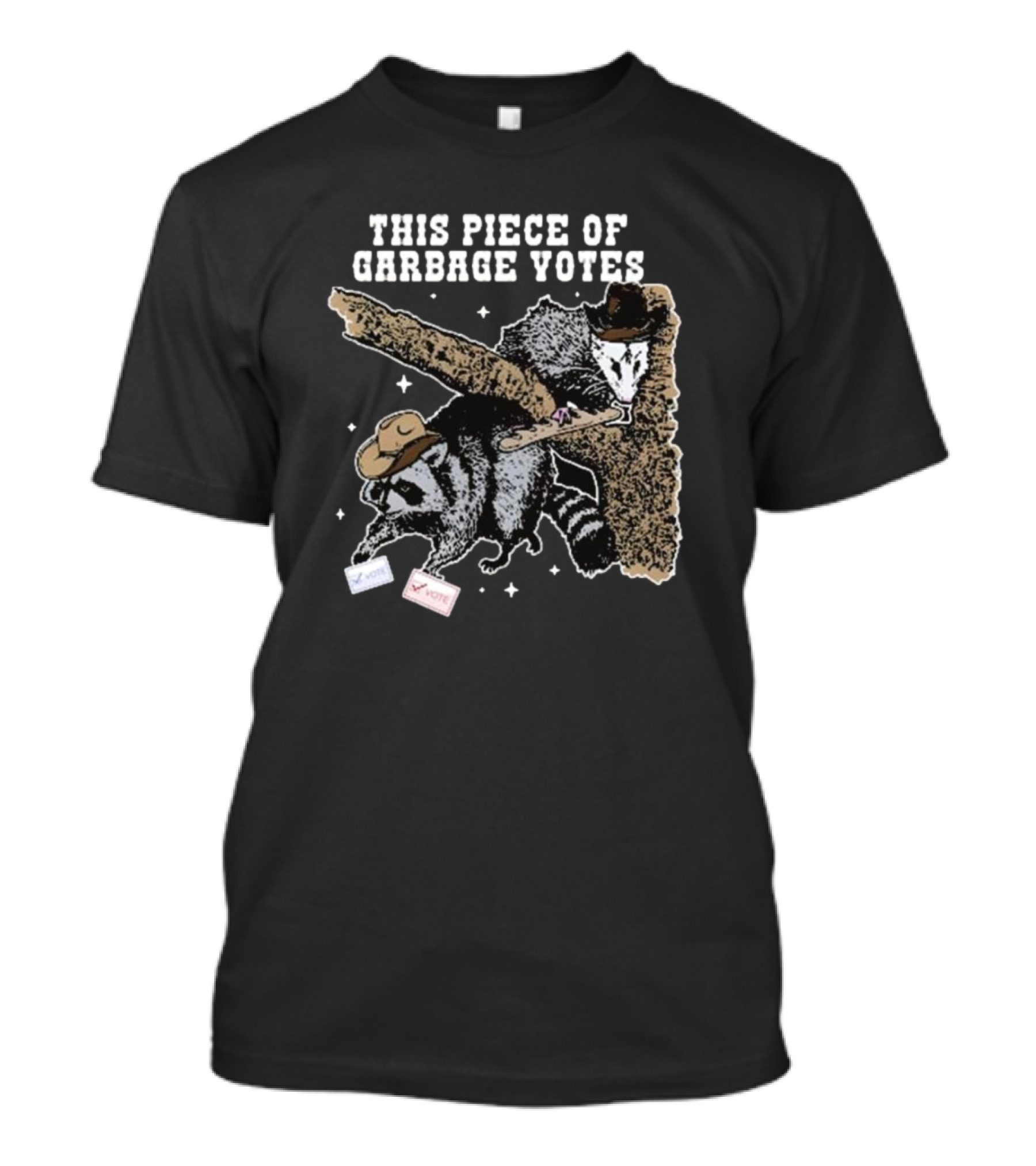 This Piece Of Garbage Votes Funny Political Raccoon With Hats And Voting Cards T-Shirt