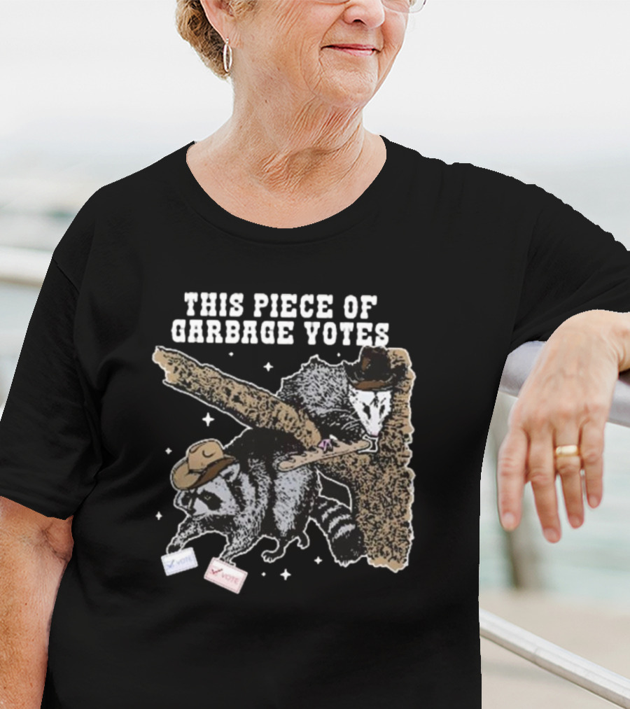 This Piece Of Garbage Votes Funny Political Raccoon With Hats And Voting Cards T-Shirt