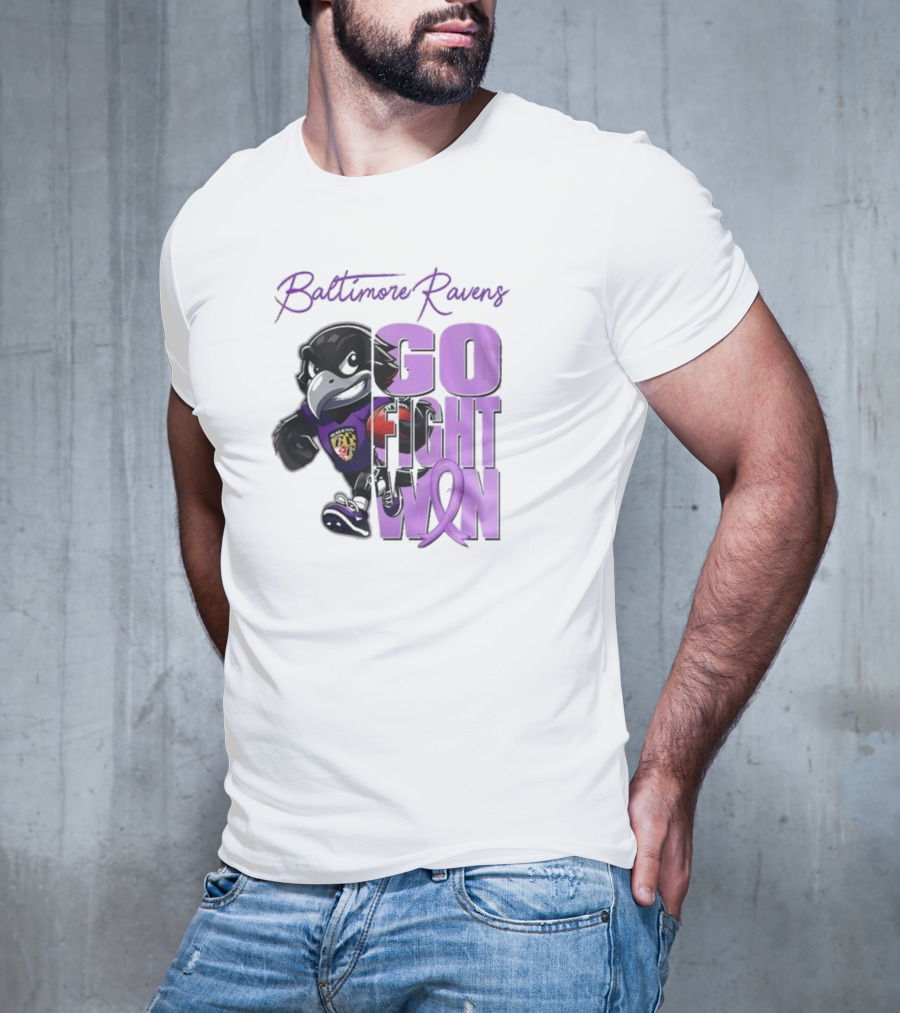Baltimore Ravens Go Fight Win Pancreatic Cancer Awareness T-Shirt