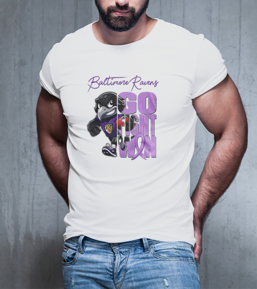 Baltimore Ravens Go Fight Win Pancreatic Cancer Awareness T-Shirt