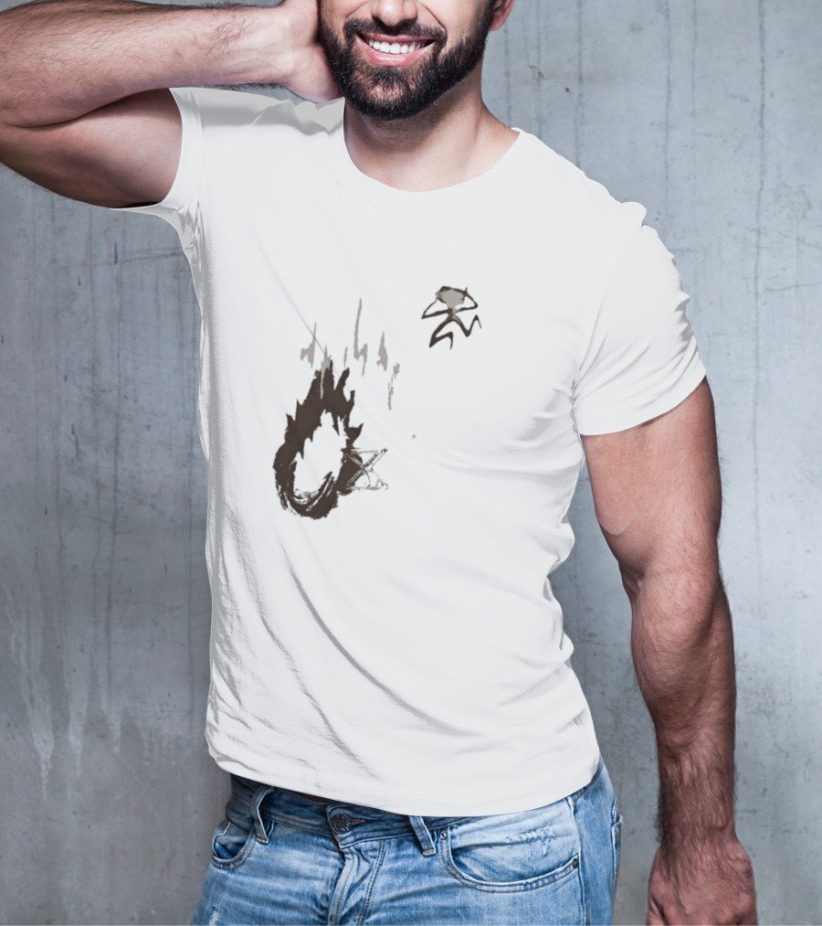 Big Trouble Trouble Brown Running From Fiery Explosion T-Shirt