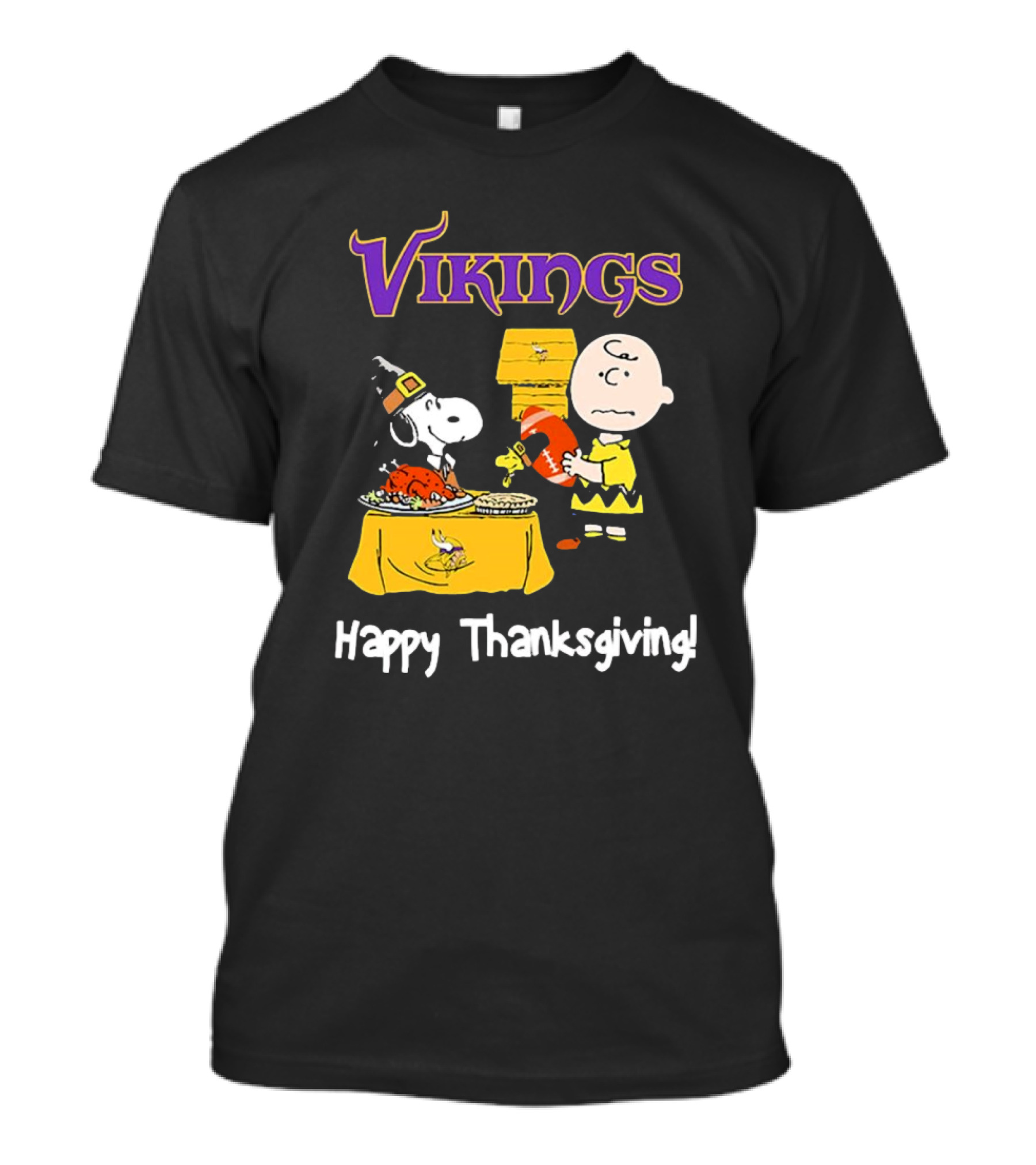 Peanuts Minnesota Vikings NFL Football Snoopy Charlie Brown Happy Thanksgiving T-Shirt