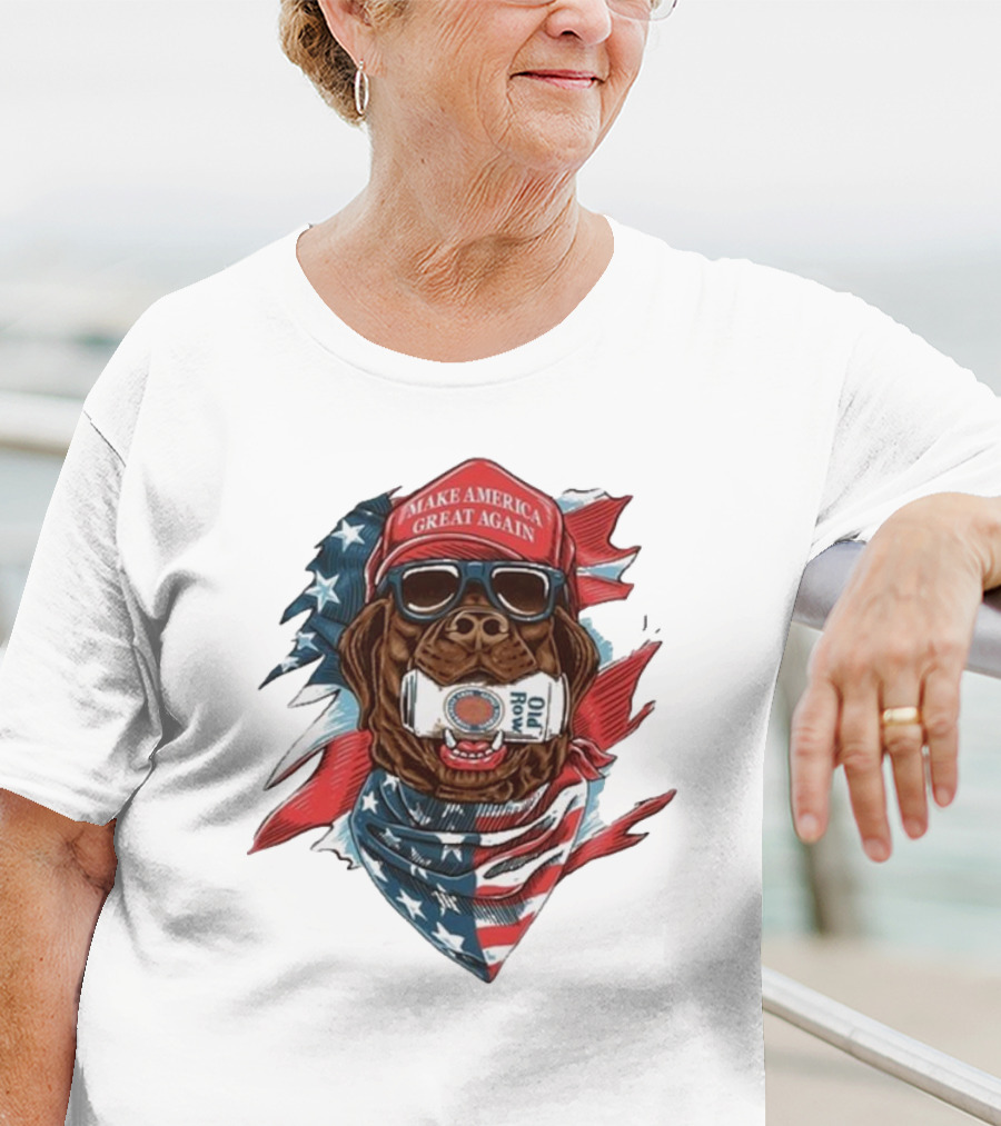 Make America Great Again Dog Old Row American Flag Bandana T-Shirt