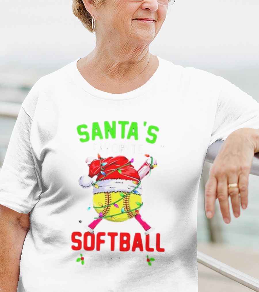 Santa's Favorite Softball Christmas Player T-Shirt