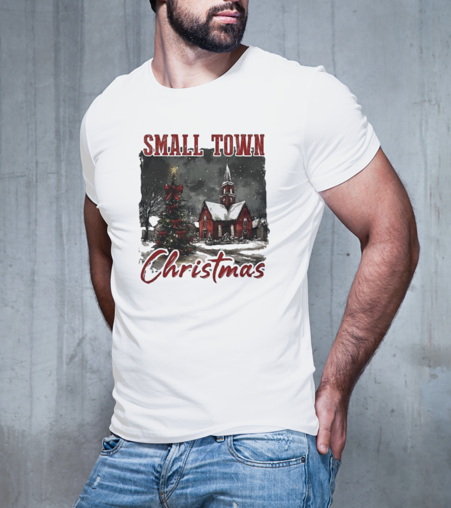 Small Town Christmas Vintage Retro T-Shirt
