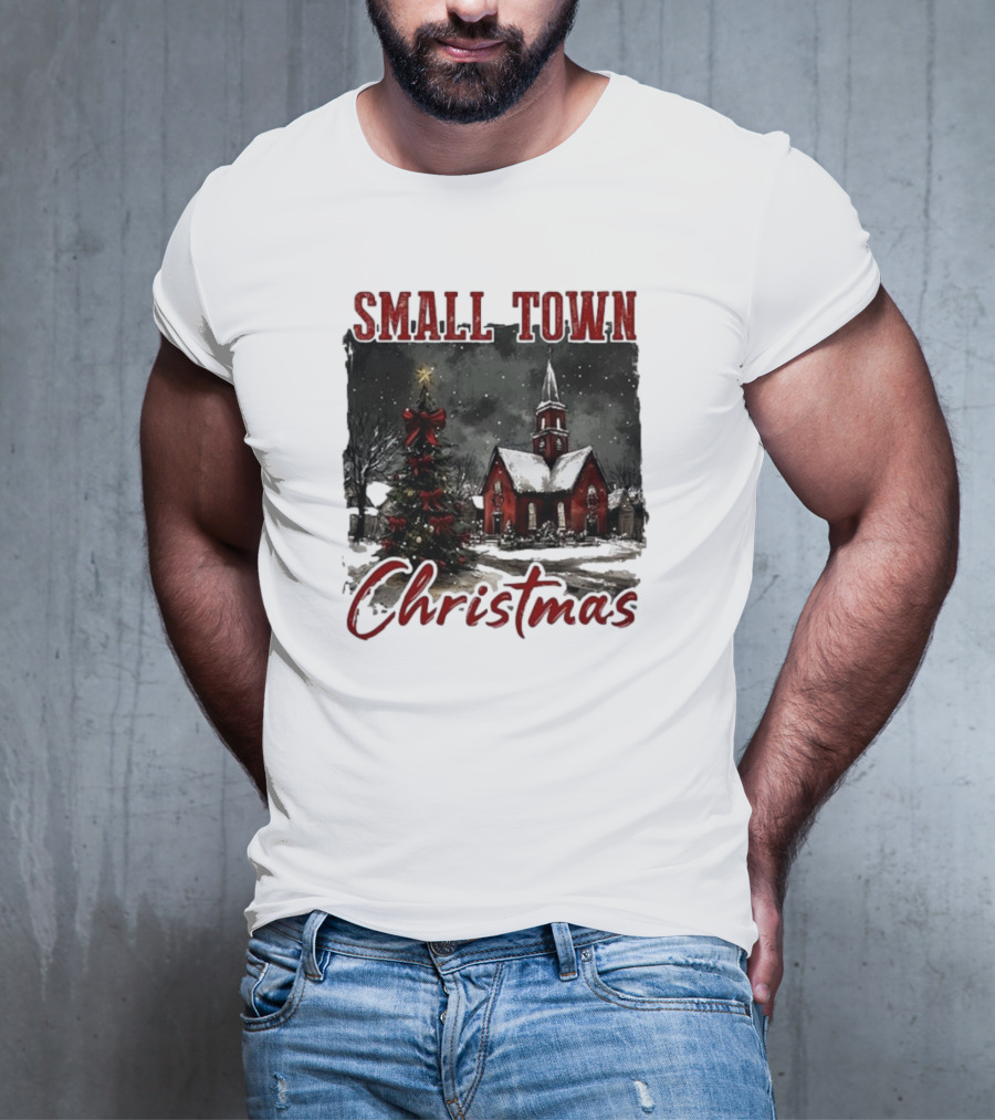 Small Town Christmas Vintage Retro T-Shirt