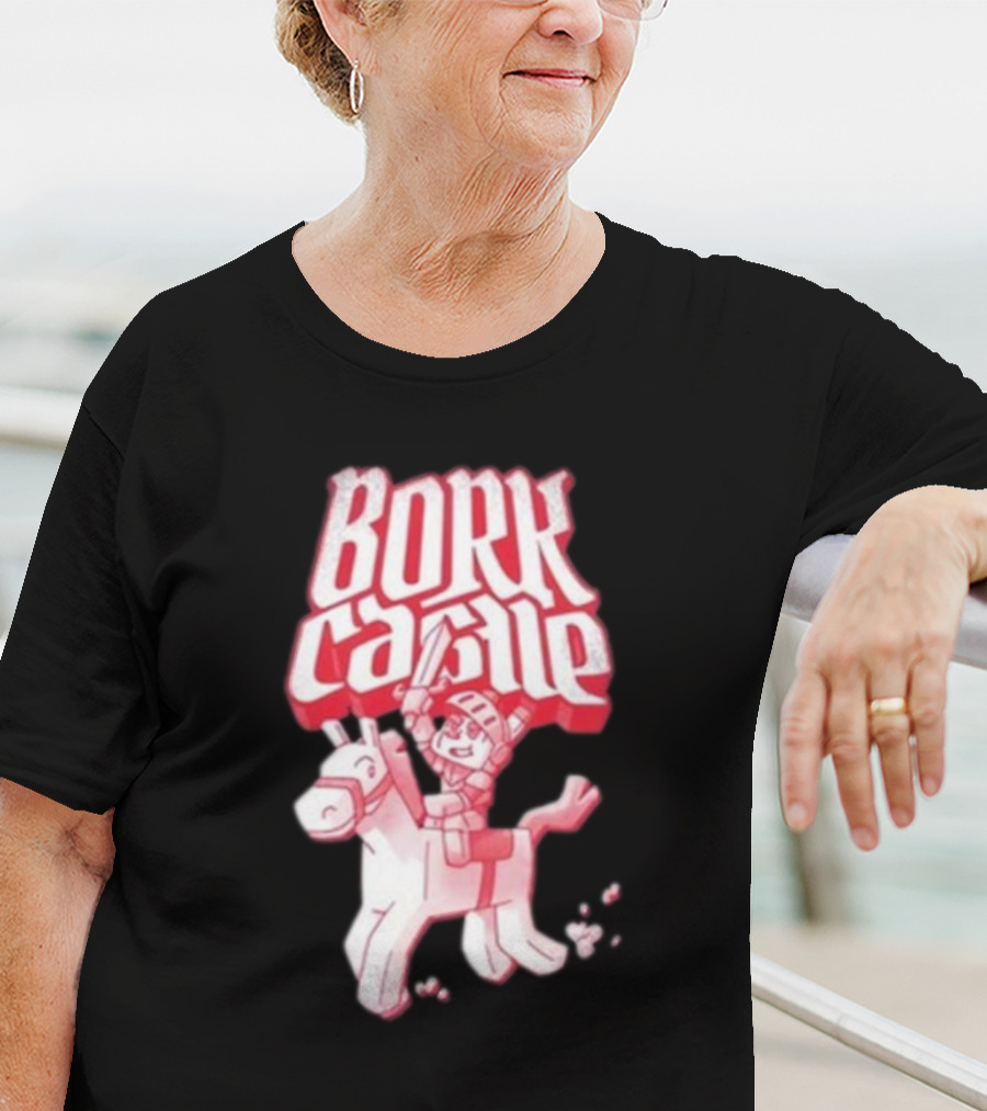 Bork Castle Cartoon Knight Riding Horse T-Shirt