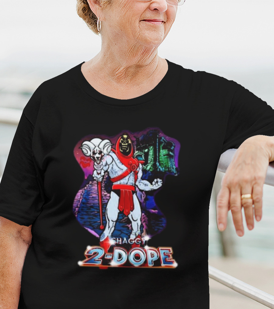 Shaggy 2 Dope Skeletor Mashup With Vintage Castle Background T-Shirt