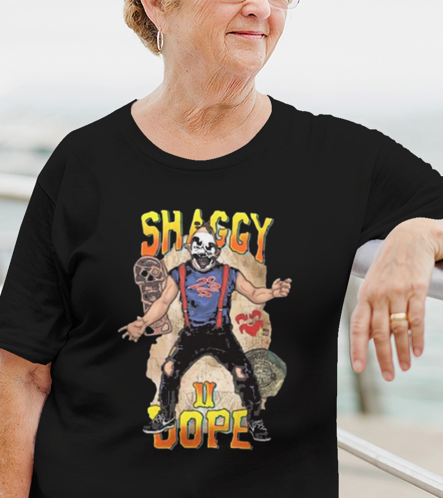 Shaggy 2 Dope Masked Character With Suspender Outfit And Ancient Symbols T-Shirt